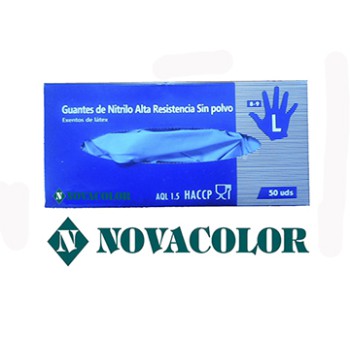 Guantes de nitrilo Novacolor Alta Resistencia Sin polvo y exento de látex Talla L 8-9